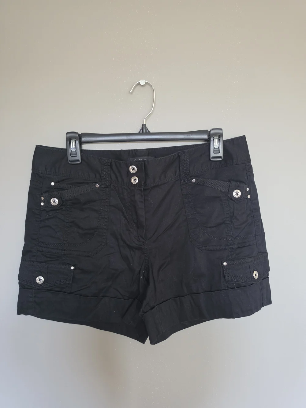 White House Black Market Black Button-Accent Shorts